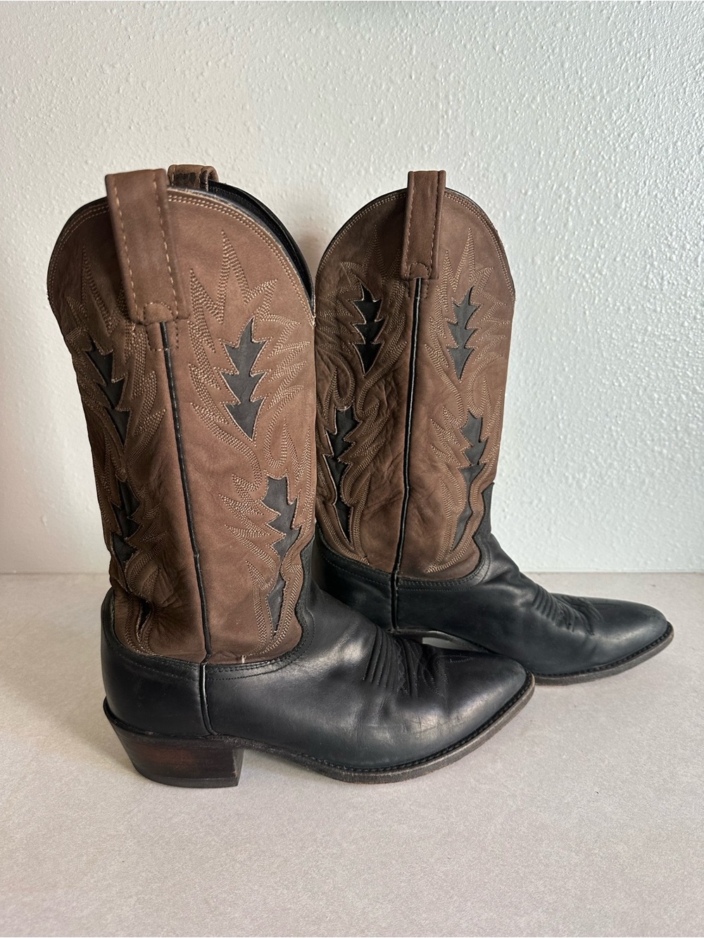 Dan Post Men's Black/Choc Leather Western Cowboy Boots 16809 Size 7.5D
